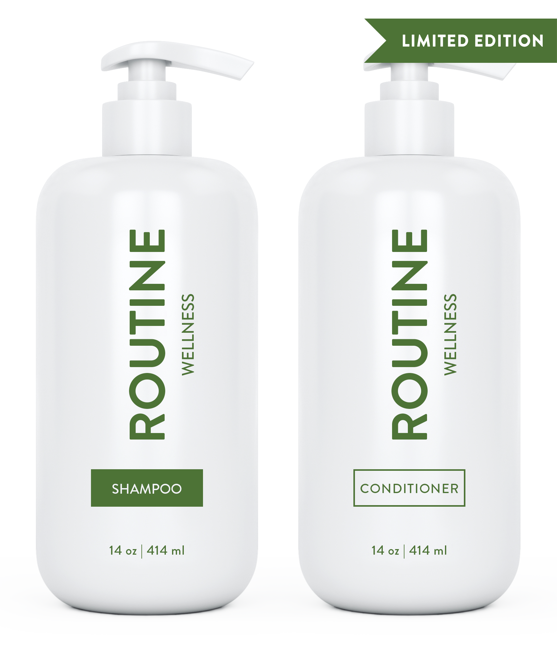 Routine Wellness Shampoo and Conditioner are scientifically formulated to end bad hair days by strengthening hair and reducing breakage