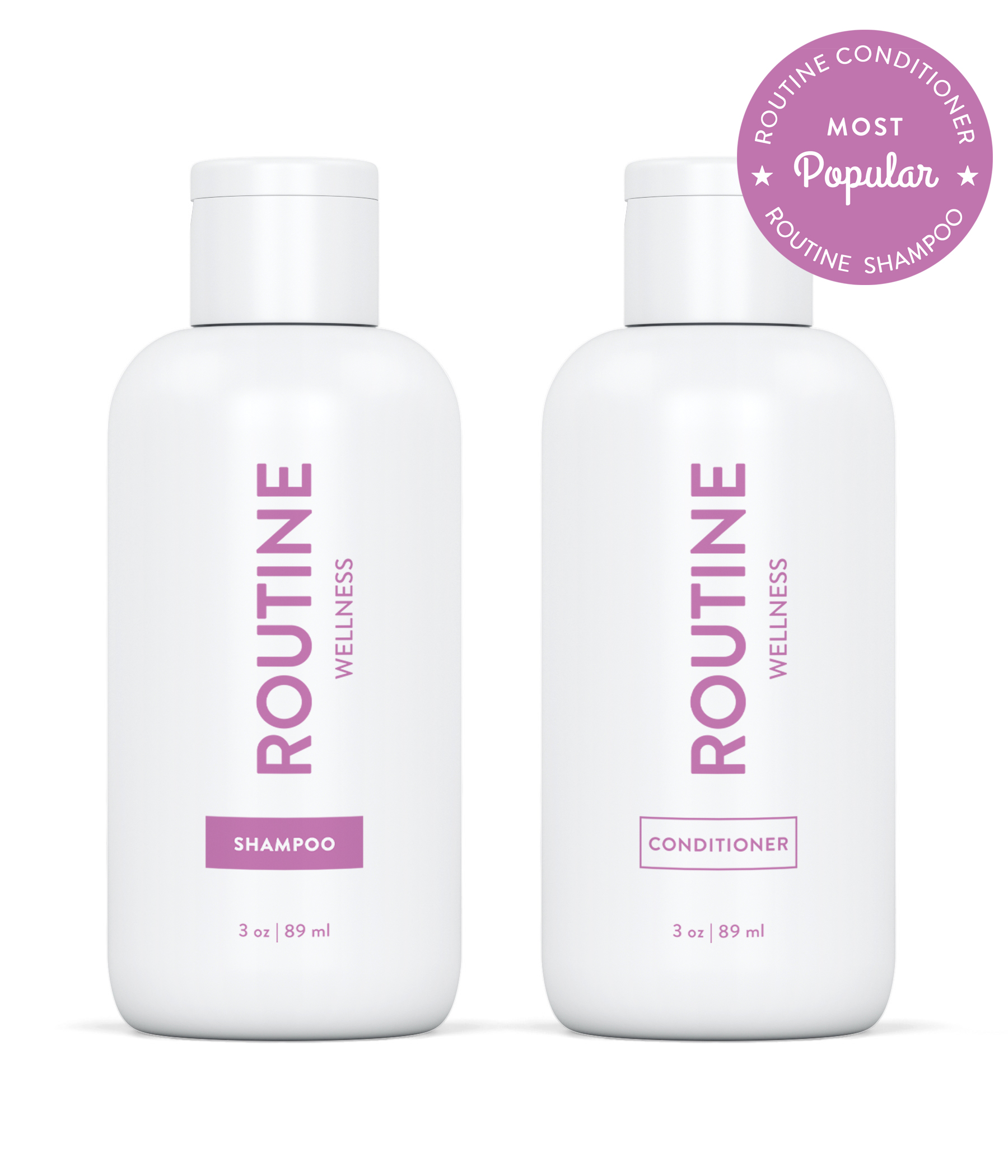 Routine Wellness Shampoo and Conditioner are scientifically formulated to end bad hair days by strengthening hair and reducing breakage