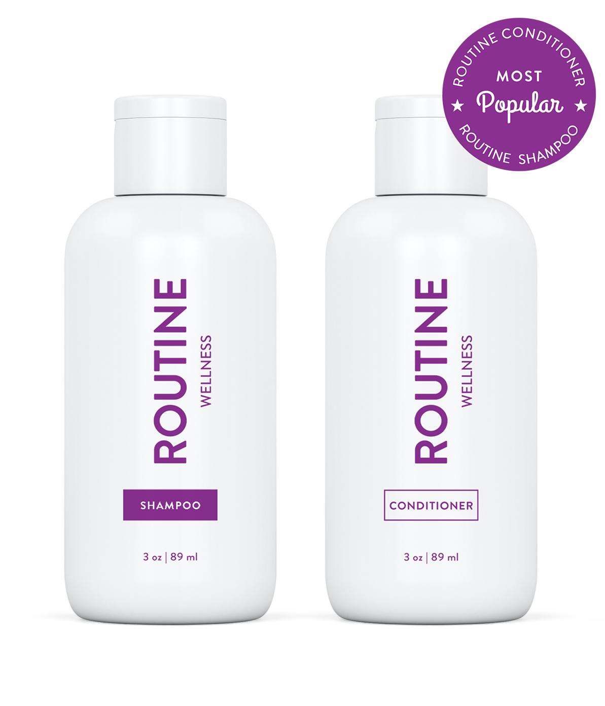 Routine Wellness Shampoo and Conditioner are scientifically formulated to end bad hair days by strengthening hair and reducing breakage